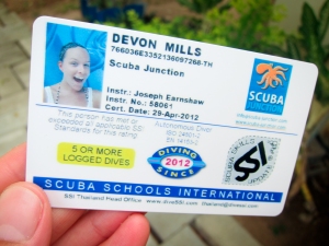 scuba diving certification card